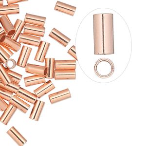Crimp, copper, 6x3mm seamless tube. Sold per pkg of 100.