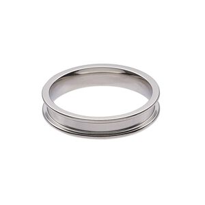 Ring, stainless steel, 5mm wide band with 2.9mm wide channel, size 12. Sold individually.