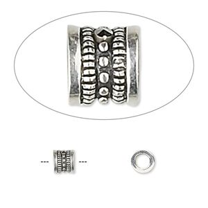 Bead, sterling silver and marcasite (natural), 5x4mm round tube. Sold individually.