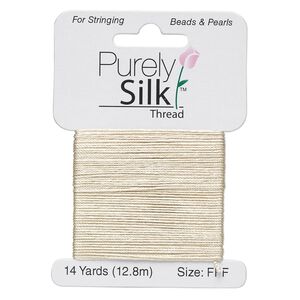 Thread, Purely Silk™, ecru, size FFF. Sold per 14-yard card.