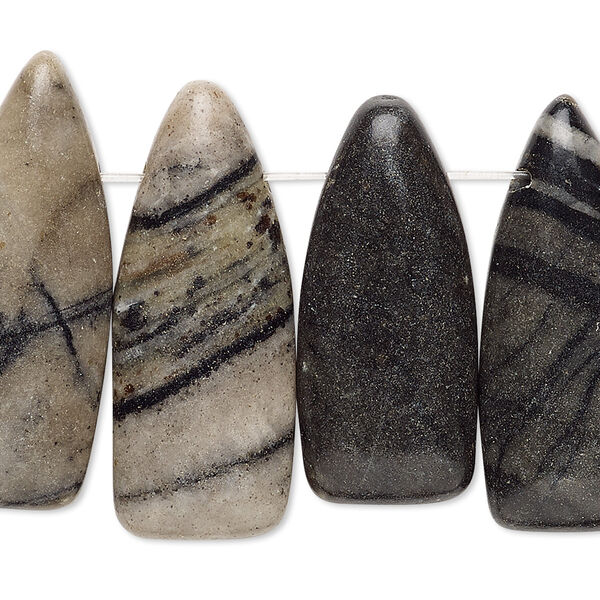 Focal, Picasso marble (natural), 30x13mm-34x14mm point with flat back, B- grade, Mohs hardness 3. Sold per pkg of 5. image number 0
