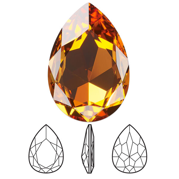 Fancy stone 1pkg24 dark orange TCF™ foil back, Swarovski®, 30x20mm pear 4327 image number 0