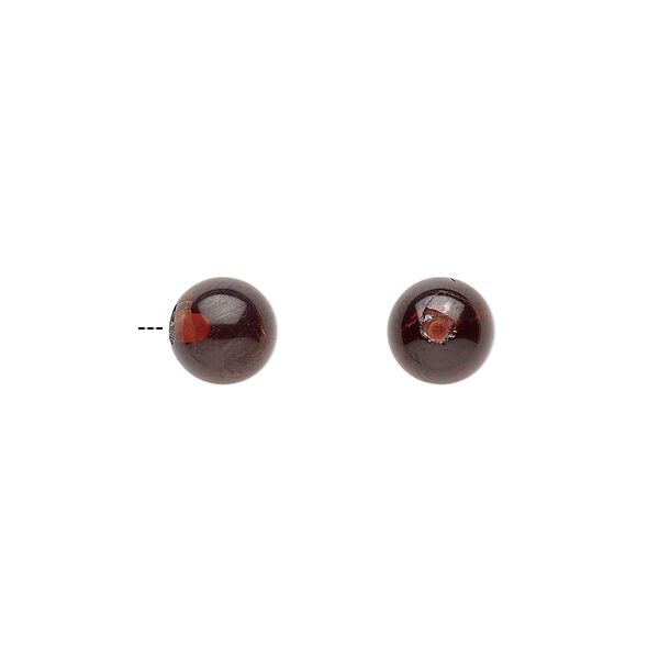 Garnet 1pkg1, half-drilled round bead natural 6mm image number 0