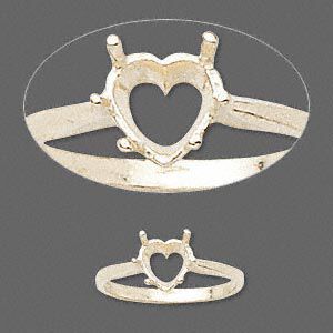 Ring, Sure-Set™, 14Kt gold, 7mm pre-notched 6-prong heart basket setting, size 7. Sold individually.
