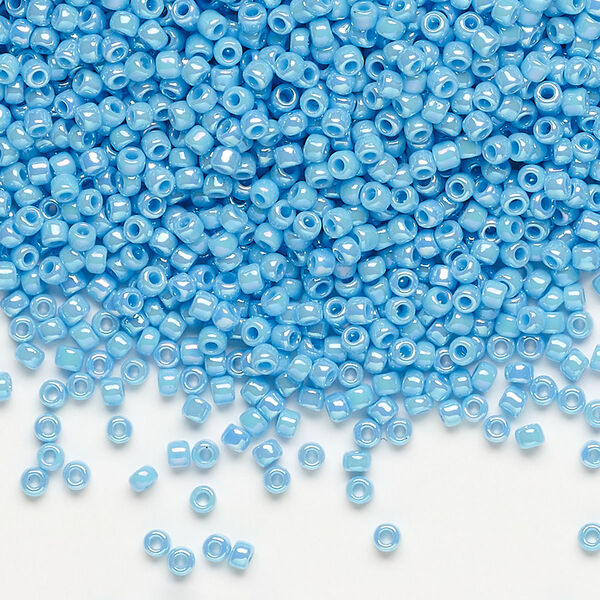 Seed bead, Dyna-Mites™, glass, pkg/40g, #11 round, opaque rainbow turquoise blue, (741R 11/0 RR). image number 0