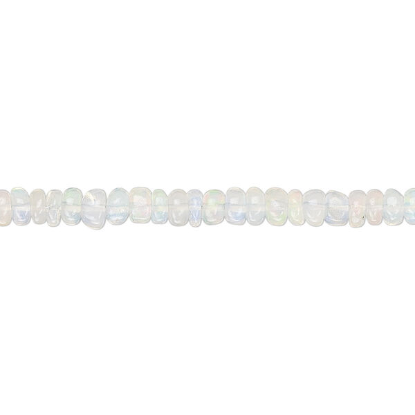 Bead, Ethiopian opal (natural), 3x2mm-5x3mm graduated hand-cut rondelle, B+ grade, Mohs hardness 5 to 6-1/2. Sold per 15-1/2" to 16" strand. image number 0