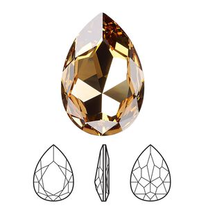 Fancy stone 24pk light Colorado topaz foil back, Swarovski® 30x20mm pear 4327