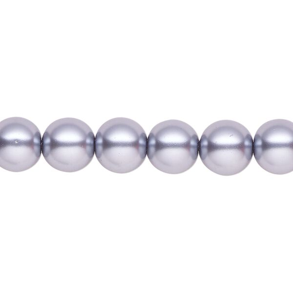 Pearl 2pk pewter, Celestial Crystal® 8mm round 15.5-16 inch image number 0