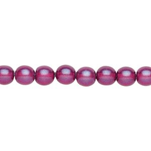 Bead, Czech pressed glass, pearlized purple, 6mm round. Sold per 15-1/2" to 16" strand, approximately 65 beads.
