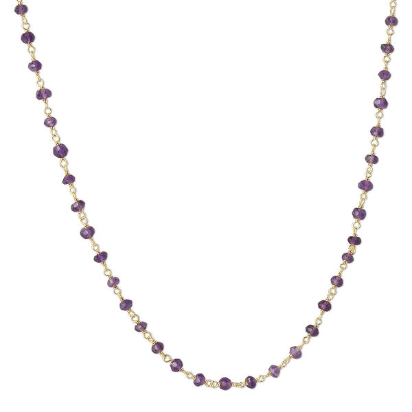 Necklace, amethyst (natural) and gold-finished sterling silver, 3.5-4mm faceted rondelle, 18 inches with S-hook clasp. Sold individually. image number 0