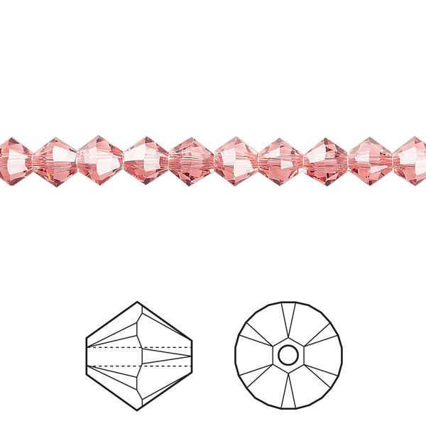 Bead 720pk rose peach, Swarovski® 5mm XILION bicone 5328 image number 0