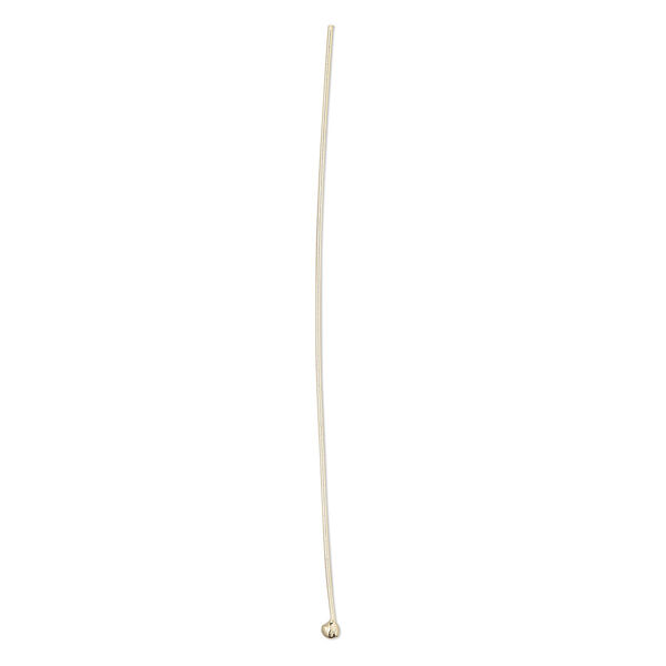 Head pin, 14Kt gold-filled, 2 inches with 1.5mm ball, 24 gauge. Sold per pkg of 4. image number 0