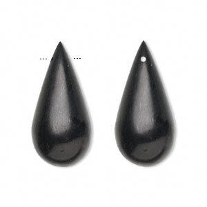 Jet 1pkg2, hand-cut top-drilled teardrop bead natural 22x10mm-25x12mm