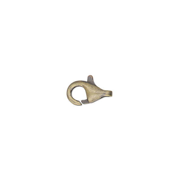Clasp, lobster claw, antique gold-plated brass, 10x6mm. Sold per pkg of 10. image number 0