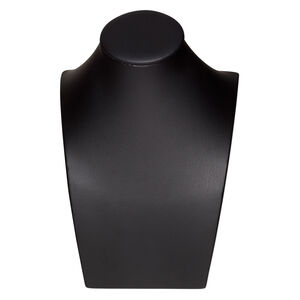 Display, necklace, leather, black, 7 x 5 x 3-1/4 inches with VELCRO&reg; tab on back. Sold individually.