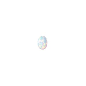Cabochon, "opal" (silica and epoxy) (man-made), white, 7x5mm calibrated oval. Sold per pkg of 2.