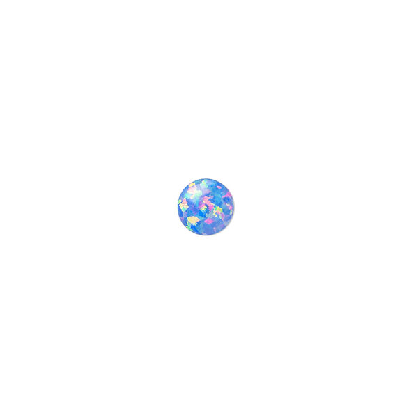 Cabochon, "opal" (silica and epoxy) (man-made), royal blue, 6mm calibrated round. Sold individually. image number 0