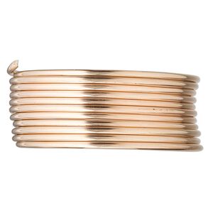 Wire, 12Kt gold-filled, full-hard, round, 14 gauge. Sold per pkg of 5 feet.