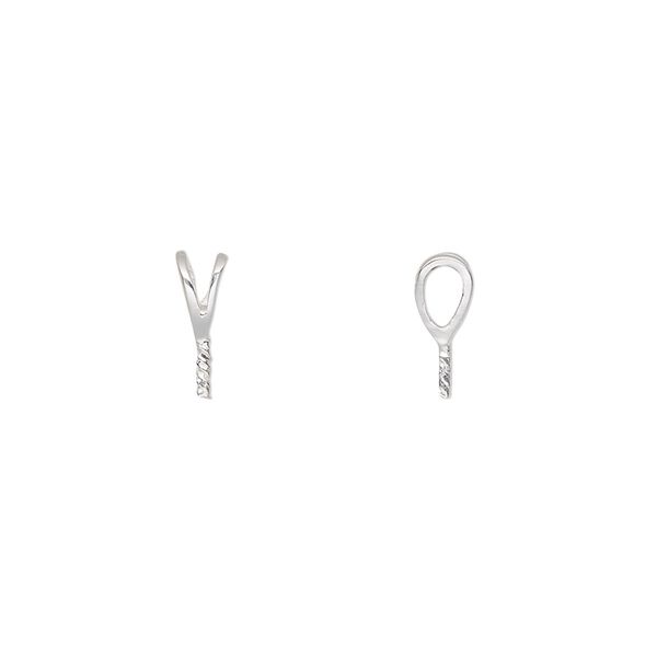 Bail, rabbit ear, fine silver, 10x4mm with 3.5mm peg, fits bead with 1.2mm hole. Sold per pkg of 4. image number 0