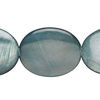 Mother-of-pearl shell 1pkg1, puffed oval bead 15 inch dark teal 27x22mm-28x22mm image number 0