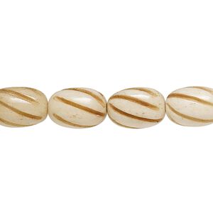 Bead, bone (dyed), antiqued, 12x8mm spiral oval, Mohs hardness 2-1/2. Sold per 15-1/2" to 16" strand.