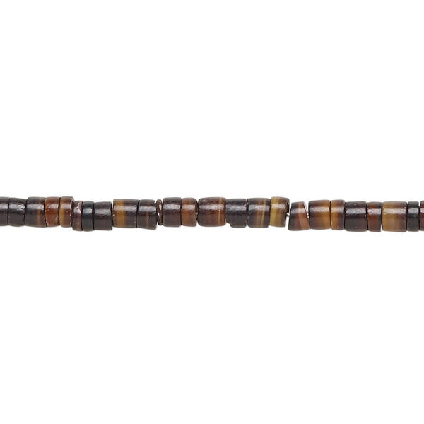 Bead, black pen shell (natural), 2-3mm hand-cut heishi, Mohs hardness 3-1/2. Sold per 24-inch strand. image number 0