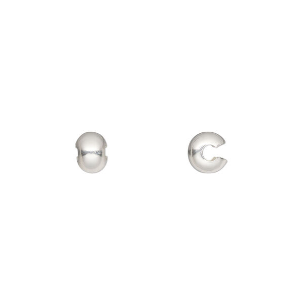 Crimp cover, sterling silver, 5mm. Sold per pkg of 2. image number 0
