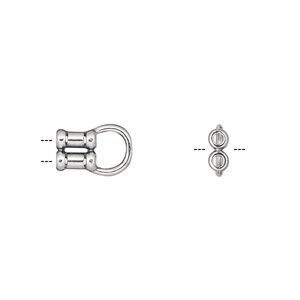 Crimp end, JBB Findings, antiqued sterling silver, 11x6mm 2-strand, 1.3mm inside diameter. Sold per pkg of 2.