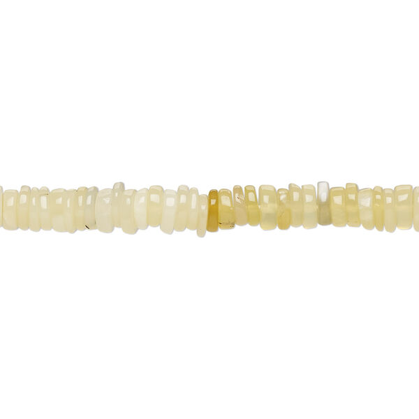 Bead, yellow opal (natural), light to dark, 4x1mm-5x2mm hand-cut rondelle, B grade, Mohs hardness 5 to 6-1/2. Sold per 8-inch strand, approximately 100-150 beads. image number 0