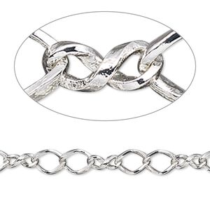 Chain 1pkg1 silver-plated figure 8, 5mm double, brass 50 foot unfinished