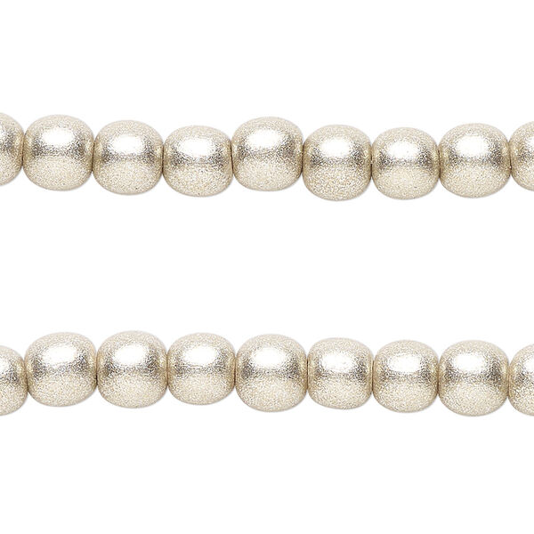 Taiwanese cheesewood 1pkg2, hand-cut painted round bead 15.5-16 inch metallic platinum 6mm image number 0