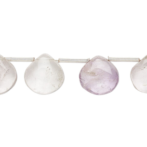 Bead, lavender amethyst (natural), 12-14mm hand-cut top-drilled puffed teardrop, C grade, Mohs hardness 7. Sold per pkg of 12 beads. image number 0