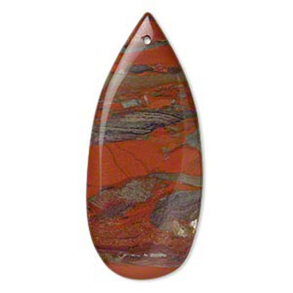 Focal, brecciated jasper (natural), 46x20mm flat teardrop, B grade, Mohs hardness 6-1/2 to 7. Sold individually. image number 0
