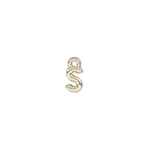 Charm, gold-finished "pewter" (zinc-based alloy), 7.5x5mm alphabet letter S. Sold per pkg of 2.