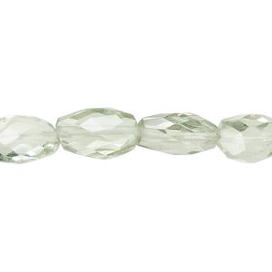 Green quartz 1pkg1, hand-cut faceted flat nugget bead 7 inch small
