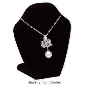 Display, necklace, velveteen, black, 4 x 3 x 1-1/2 inches with VELCRO®-style tab on back with adjustable angle. Sold individually.