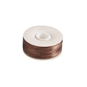 Thread, Nymo®, nylon, brown, size OO. Sold per 110-yard bobbin.