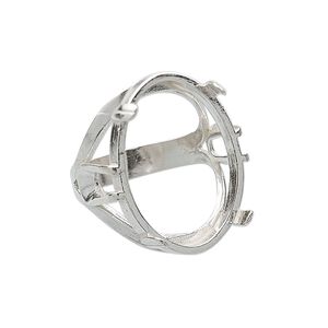 Ring, sterling silver, 25x18mm 4-prong oval setting, size 8. Sold individually.