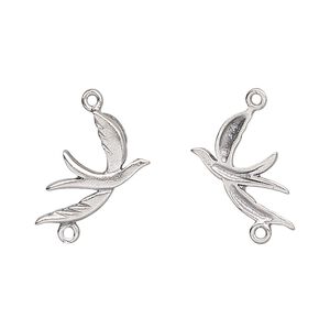 Link, sterling silver, 20x12mm peace dove. Sold individually.