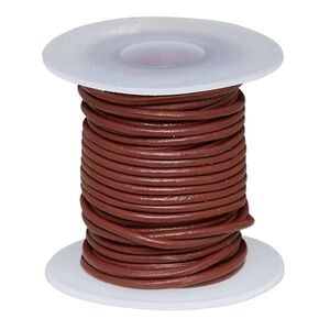 Cord, leather (dyed), rose, 1-1.2mm round. Sold per 5-yard spool.