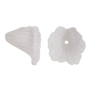 Component, acrylic, translucent frosted clear, 18x17mm flower. Sold per pkg of 50.