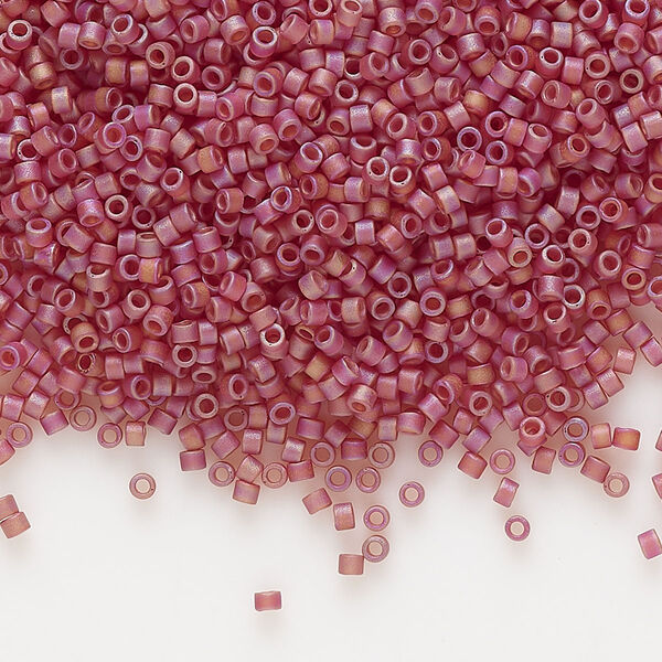 Seed bead, Delica®, glass, pkg/7.5g, #11 round, translucent matte rainbow dark cranberry (DB-0867). image number 0