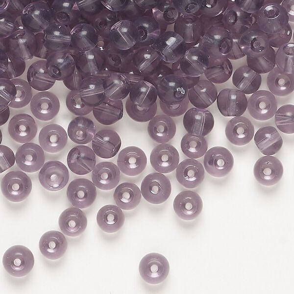 Bead 1pkg1, glass, translucent purple, 4mm round, 4 ounces image number 0