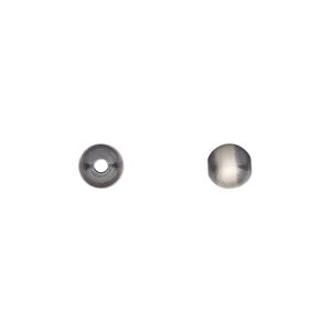 Bead, Navajo pearl style, brushed oxidized sterling silver, 6mm round. Sold per pkg of 2.
