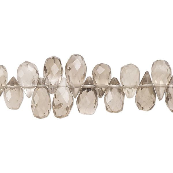 Smoky quartz 1pkg1, hand-cut top-drilled faceted teardrop bead 14 inch 8x5mm-15x6mm image number 0