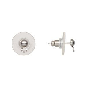 Earstud 1pkg10, 4mm half-ball / closed loop / comfort clutch, stainless steel / plastic 5 pair