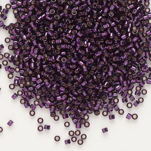 Seed bead, Delica®, glass, pkg/7.5g, #11 round, transparent silver-lined wine (DB-0611).