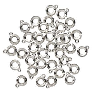 Clasp, interlocking, imitation rhodium-finished brass, 15x10mm double-C. Sold per 1-ounce pkg, approximately 35 clasps.