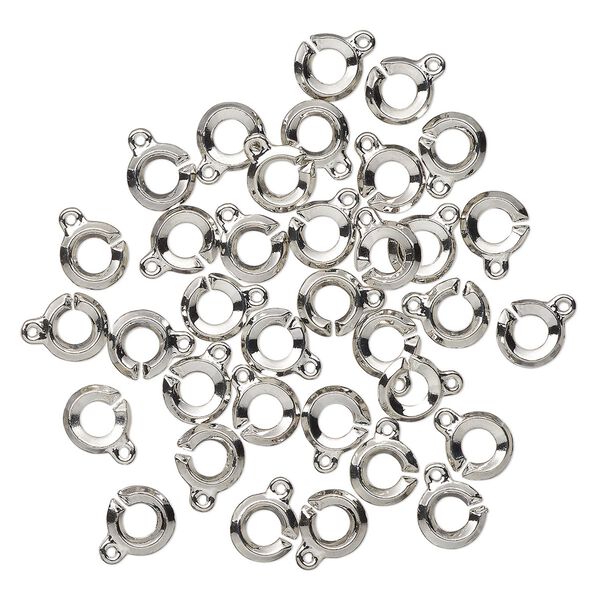 Clasp, interlocking, imitation rhodium-finished brass, 15x10mm double-C. Sold per 1-ounce pkg, approximately 35 clasps. image number 0