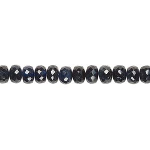 Blue sapphire 1pkg1, hand-cut faceted rondelle bead 14 inch 5x3mm-6x4mm